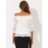Allegra K Women's Elegant Lace Floral Semi Sheer 3/4 Sleeve Off Shoulder Peplum Top - 4 of 4