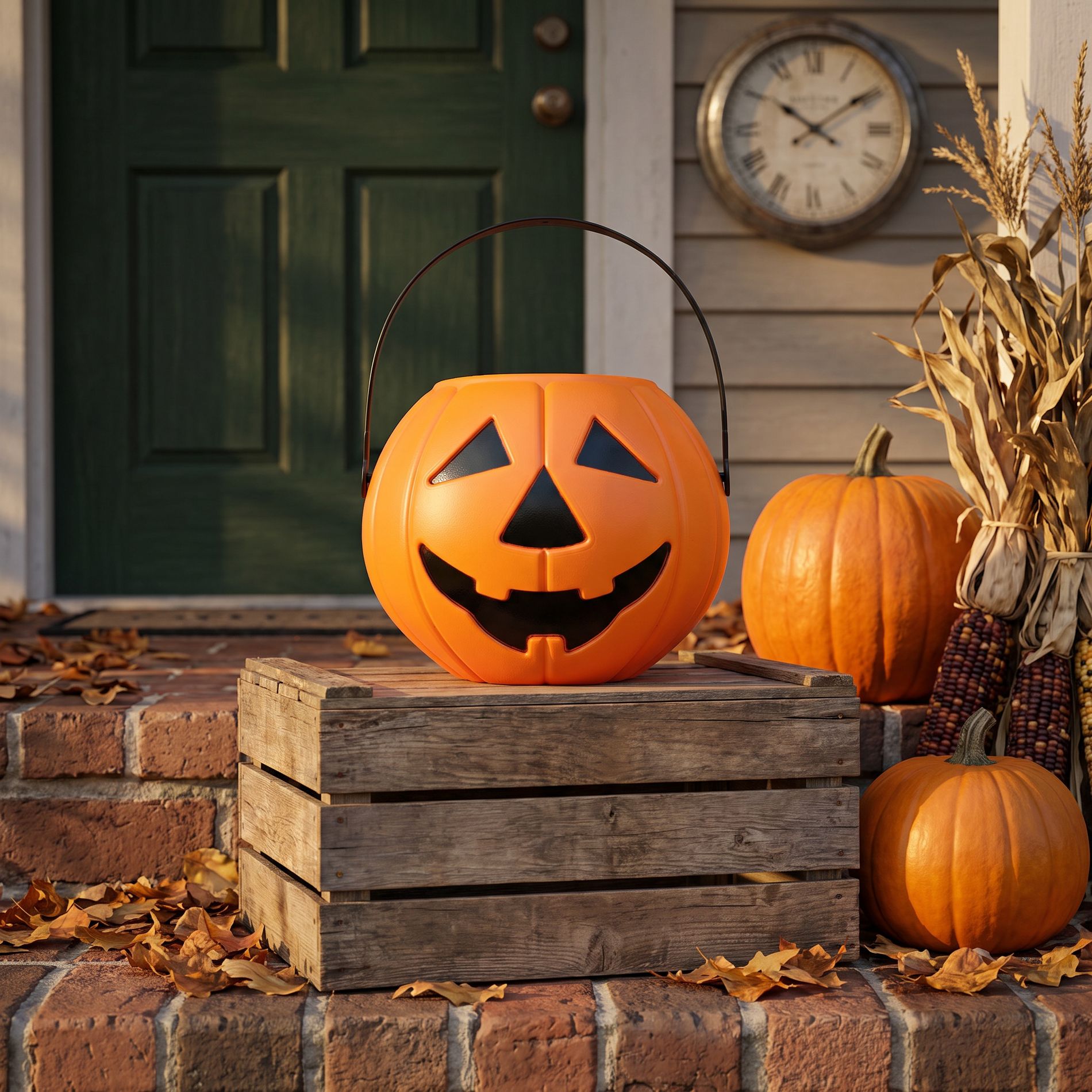 Portable Glowing Pumpkin Candy Bucket with Handle for Halloween Decorations, Trick-or-Treat, Haunted House Party Fun