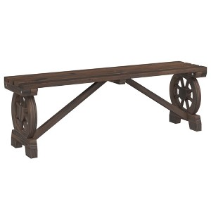 vidaXL Rustic 45.3" Wagon Wheel Patio Bench - Solid Fir Wood Outdoor Seating for Garden/Terrace, Brown Finish, Seats Two - 1 of 4