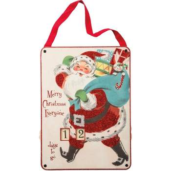 Christmas Santa Christmas Countdown  -  One Hanging Calender 14.75 Inches -  Days Till Toys  -  32275.  -  Wood  -  Red