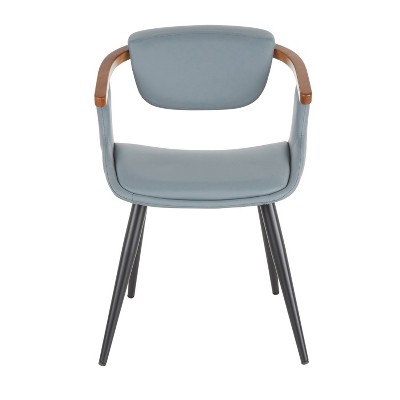 Gray Faux Leather and Bamboo Mid-Century Modern Accent Chair