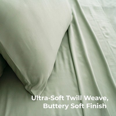 Sage Green King Bamboo Cotton Twill Sheet Set
