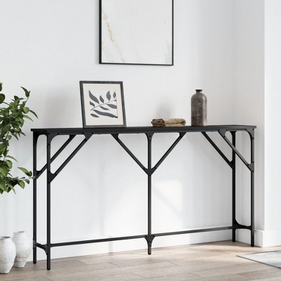 vidaXL Console Table Black 55.1 in.x9.1 in.x29.5 in. Engineered Wood