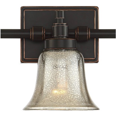 Bronze 26.5" 3-Light Industrial Wall Fixture with Mercury Glass Shades