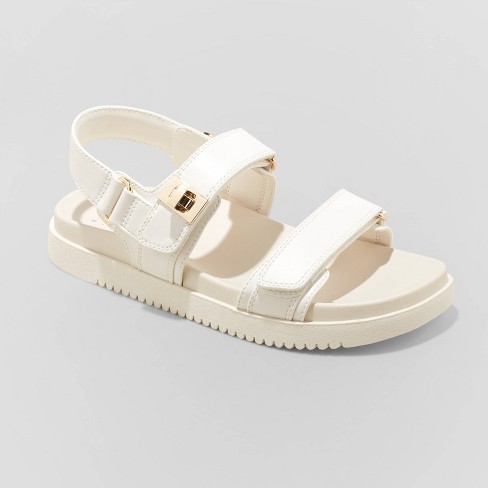 Women's Jonie Ankle Strap Footbed Sandals - A New Day™ Off-White 11