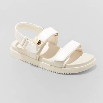 Women's Jonie Ankle Strap Footbed Sandals - A New Day™ Off-White 8