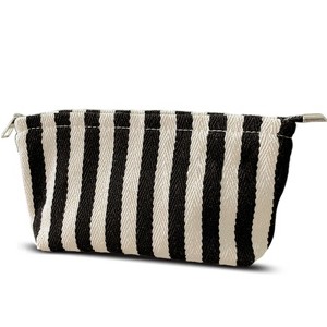 Narwey Small Black White Stripe Makeup Brush Bag Zipper  display picture 2