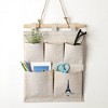 Anna-Kaci Hanging Wall Organizer with Eiffel Tower Print and Five Canvas Storage Pockets 12.5x9.5 in - 2 of 4