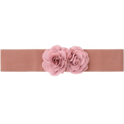 Elerevyo Women's Big Double-Flower Stretchy Elastic Wide Chunky Dress Waistband Belts
