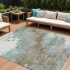 HomeRoots 9' X 12' Teal Blue And Brown Abstract Washable Indoor Outdoor Area Rug - 2 of 4