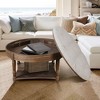 FURNIinspire Ottomans And Benches Large Round Waterproof Ottoman Coffee With Wooden Shelf Storage, Ottoman Linen, Light Grey, 31.49"*31.49"*18.50" - 4 of 4
