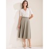 INSPIRE CHIC Women's High Waist Office Work Midi Flared Pleated A-Line Skirts - 2 of 4