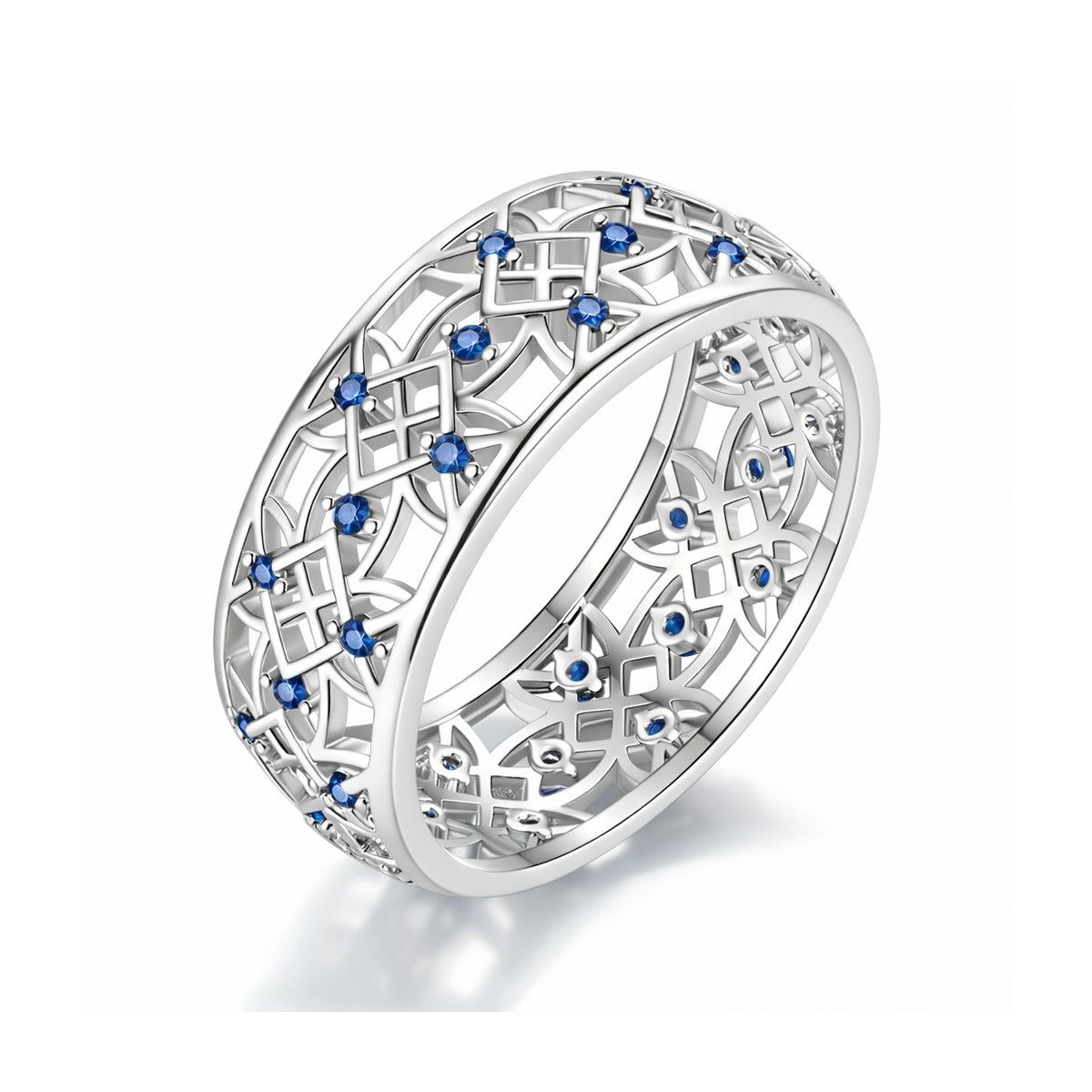 Amy and Annette Sterling Silver Sapphire Filigree Band Ring
