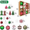Aoibox 60 Piece Red Green White Assorted Christmas Ball Ornaments Set Shatterproof Plastic Holiday Tree Decorations for Home Party - 3 of 4