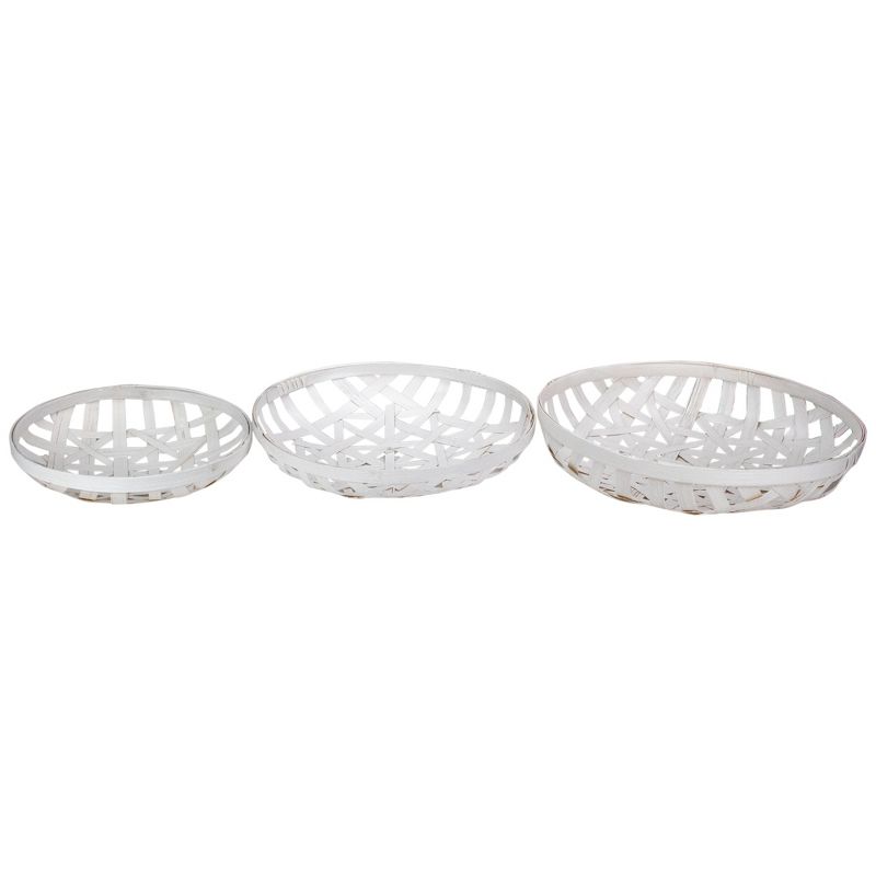 Northlight Set of 3 Snow White Round Lattice Tobacco Table Top Baskets, 3 of 5