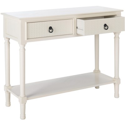 Haines Modern White 2-Drawer Console Table with Carved Details
