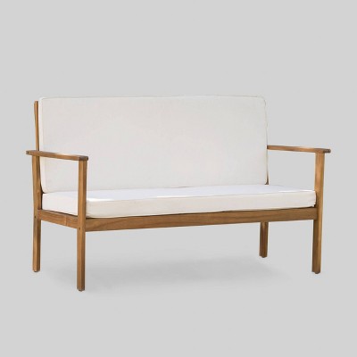 Luciano Acacia Wood Bench - Brown/Cream - Christopher Knight Home