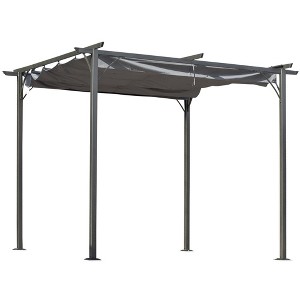 Aghana Digitals 9.8'x9.8' Gray Outdoor Pergola with Retractable PU-Coated Canopy, Powder-Coated - 1 of 4