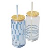 Zak Designs 2pc 20 fl oz Glass Hadley Tumblers with Lid and Straw - 3 of 4