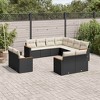 vidaXL 11 Piece Patio Sofa Set with Cushions Black Poly Rattan - Black and Cream Without Table - 2 of 4