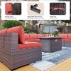 ALAULM 15PCS Outdoor Patio Furniture Set with Gas Propane Fire Pit Table PE Rattan Sectional Sofa Patio Conversation Sets - 4 of 4