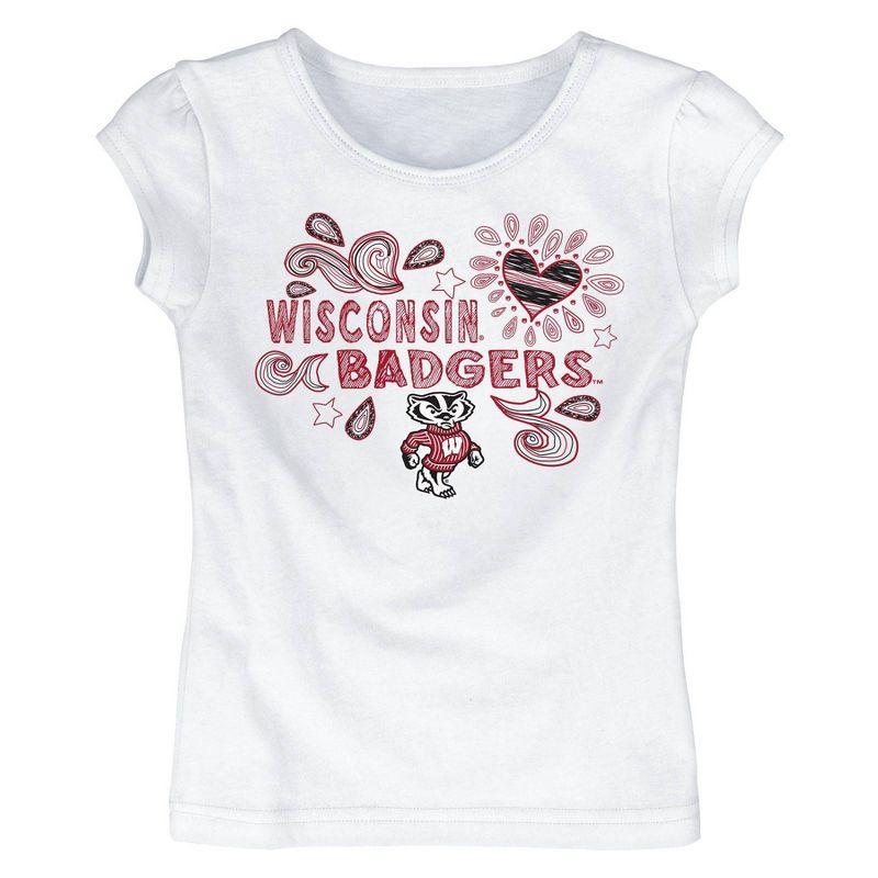 NCAA Wisconsin Badgers Toddler Girls&#39; White T-Shirt, 1 of 2