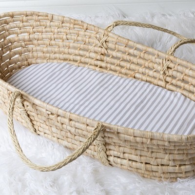 Grey Stripe and Splash Cotton Jersey Bassinet Sheet Set