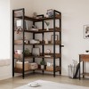 Corner Vertical Bookshelf - Iron and Wood Shelf, Space Saving Compact Design, Modern Home Book Storage, Durable Iron Frame, Wooden Shelves - 3 of 4