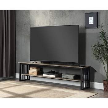 70" Zudora Tv Stand and Console Oak and Sandy Black Finish - Acme Furniture