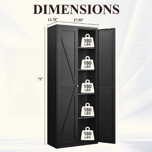 KIGFTSOD 2-Door Metal Storage Cabinet, Tall Steel Pantry with Adjustable Shelves, Freestanding Locker for Kitchen, Living Room, Office - 1 of 4