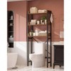 Over - Toilet Storage Rack 3 - Tier Bathroom Organizer Shelf Freestanding Space Saver Rustic Brown with 4 Hooks - 2 of 4