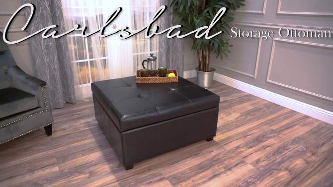 Canyons Bonded Leather Storage Ottoman Dark Brown - Christopher Knight Home, 2 of 8, play video