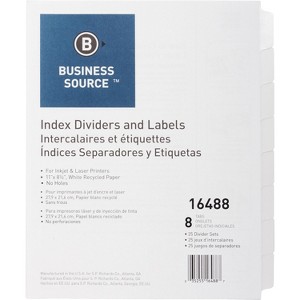 Business Source Index Dividers Unpunched 8-Tab 25 Sets/BX White 16488 - 1 of 1