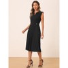 Allegra K Women's Sleeveless Casual V Neck Button Pleated Midi Dress - 4 of 4