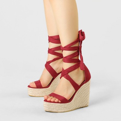 red platform wedges