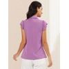 Allegra K Women's Ruffles Cap Sleeve Tops Tie Neck Button Up Peter Pan Collar Blouse Shirts - 3 of 4