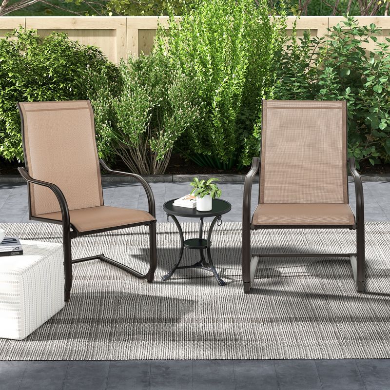 Costway 2pcs C-Spring Motion Patio Dining Chairs  All Weather Heavy Duty Outdoor Brown, 2 of 9