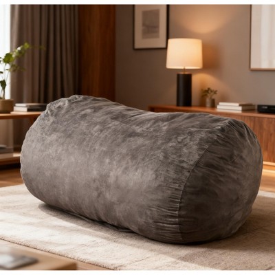 Airsurfer Large Charcoal Gray Bean Bag Chair Modern Comfort Lounger Versatile Seating for Living Room Relaxation