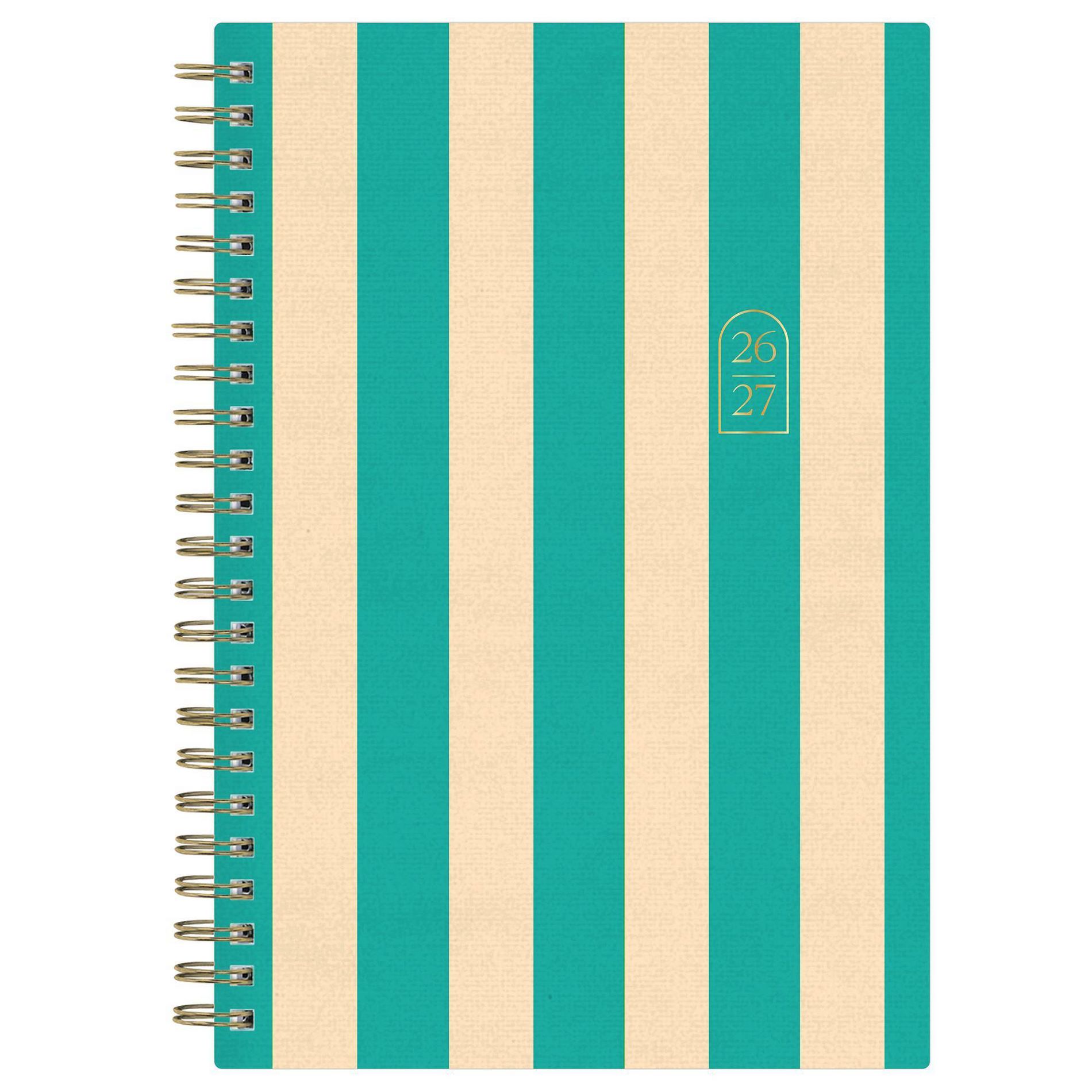 Rhi James for Blue Sky Weekly/Monthly Planner 15 Month Wirebound 5"x8" Textured Paper Hardcover - Teal Stripe