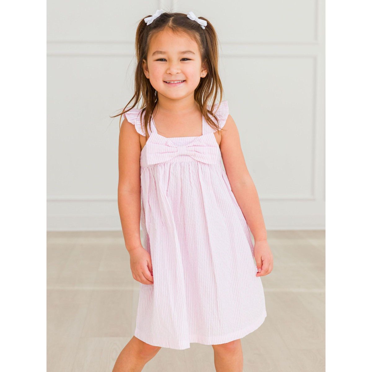 RuffleButts Baby Flutter Bow Woven Dress - thumbnail 3