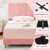 Twin Bed Frame for Girls, Velvet Upholstered Bed Frame with Headboard, No Box Spring Needed, Wooden Slats Support, Easy Assembly - 4 of 4