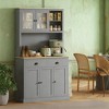 ORRD 71" Kitchen Pantry Cabinet Freestanding with Countertop, Storage Cupboard with Adjustable Shelves & Drawers, Gray and Oak Coffee Bar - 3 of 4