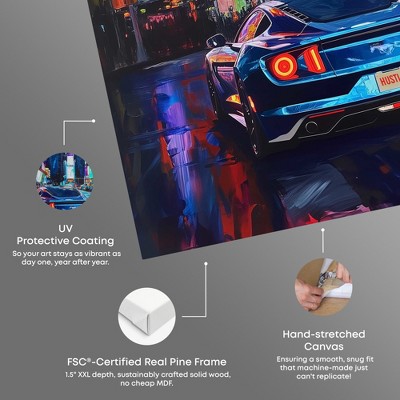 Night Drive Hustle Blue and Red Car Canvas Wall Art, 12" x 12"