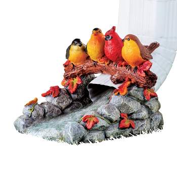 Collections Etc Hand-Painted Decorative Pretty Birds Downspout 8.5 X 8 X 7 Grey