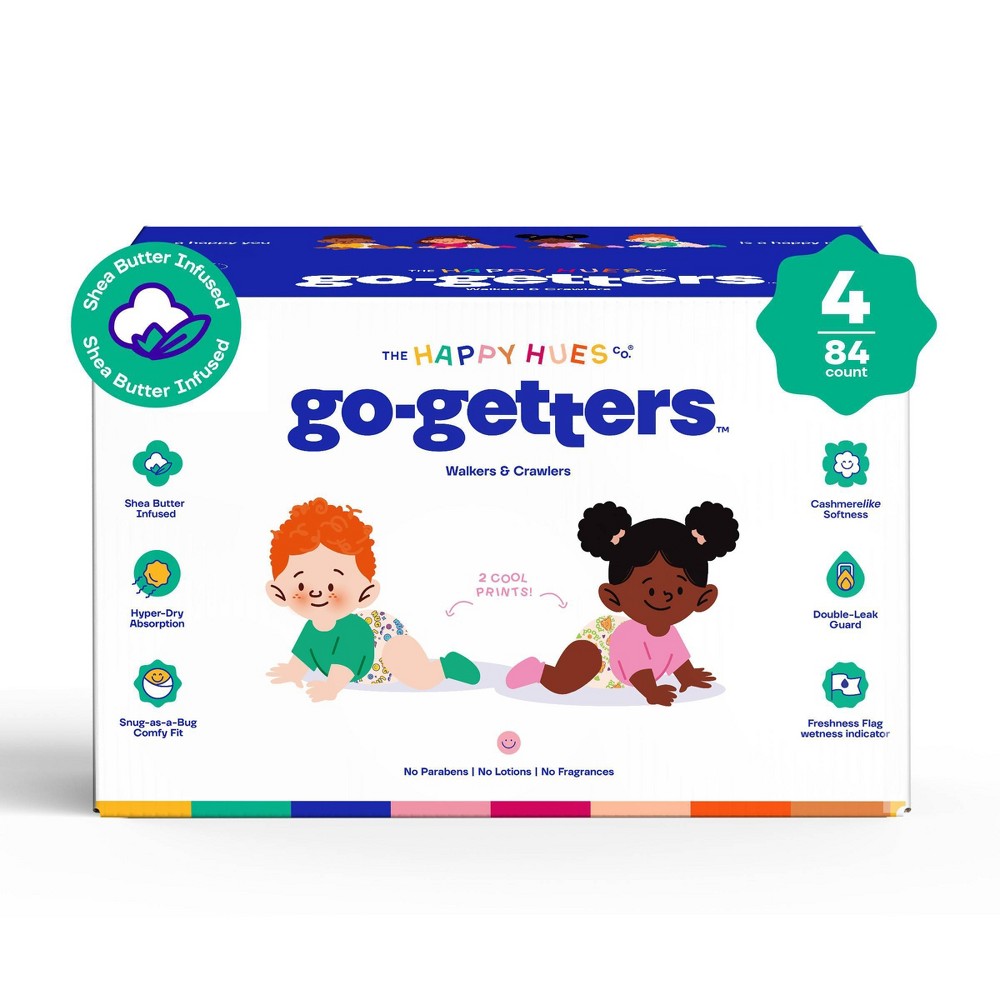 Happy Hues Go-Getters Disposable Diapers - Size 4 - 84ct