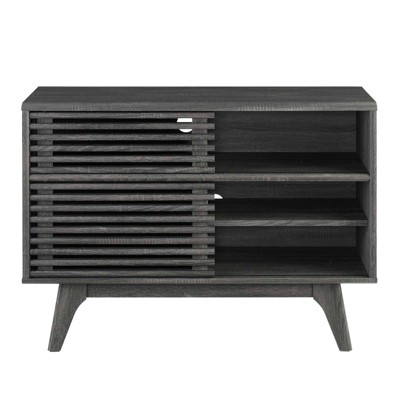 Charcoal Mid-Century Modern TV Stand with Cabinet