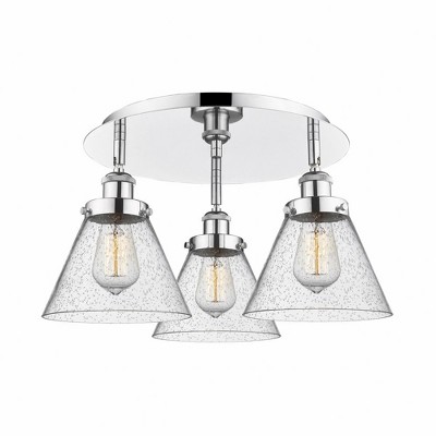 Cone - 3 Light Flush Mount In Art Deco Style-9.5 Inches Tall and 19.5 Inches Wide