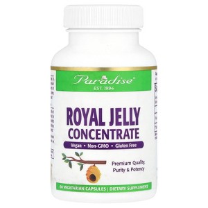 Paradise Herbs Royal Jelly, Golden Emperor, Vegan, Gluten Free, Non GMO, Freeze-Dried Concentrate, 60 Count Vegetarian Capsules - 1 of 2