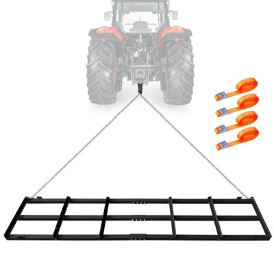 Drag Harrow Lawn Tractor,  Driveway Drag with Chain, 4 Safety Belts, Tow Behind Lawn Rake for ATV, UTV