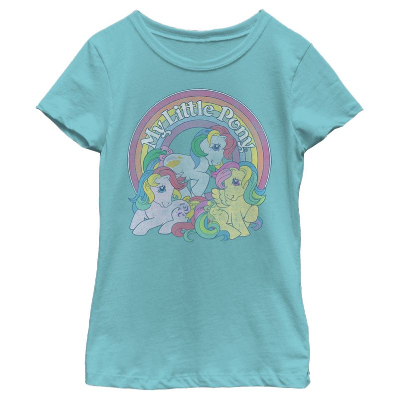 Girl's My Little Pony Retro Rainbow Friends T-Shirt, 1 of 4